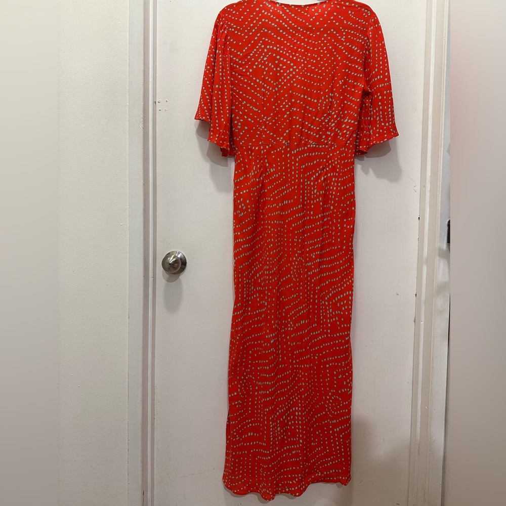 Diane Furstenberg Elegant Red/Turquoise Polka Dot Print Dress Sz 6 - Picture 6 of 8